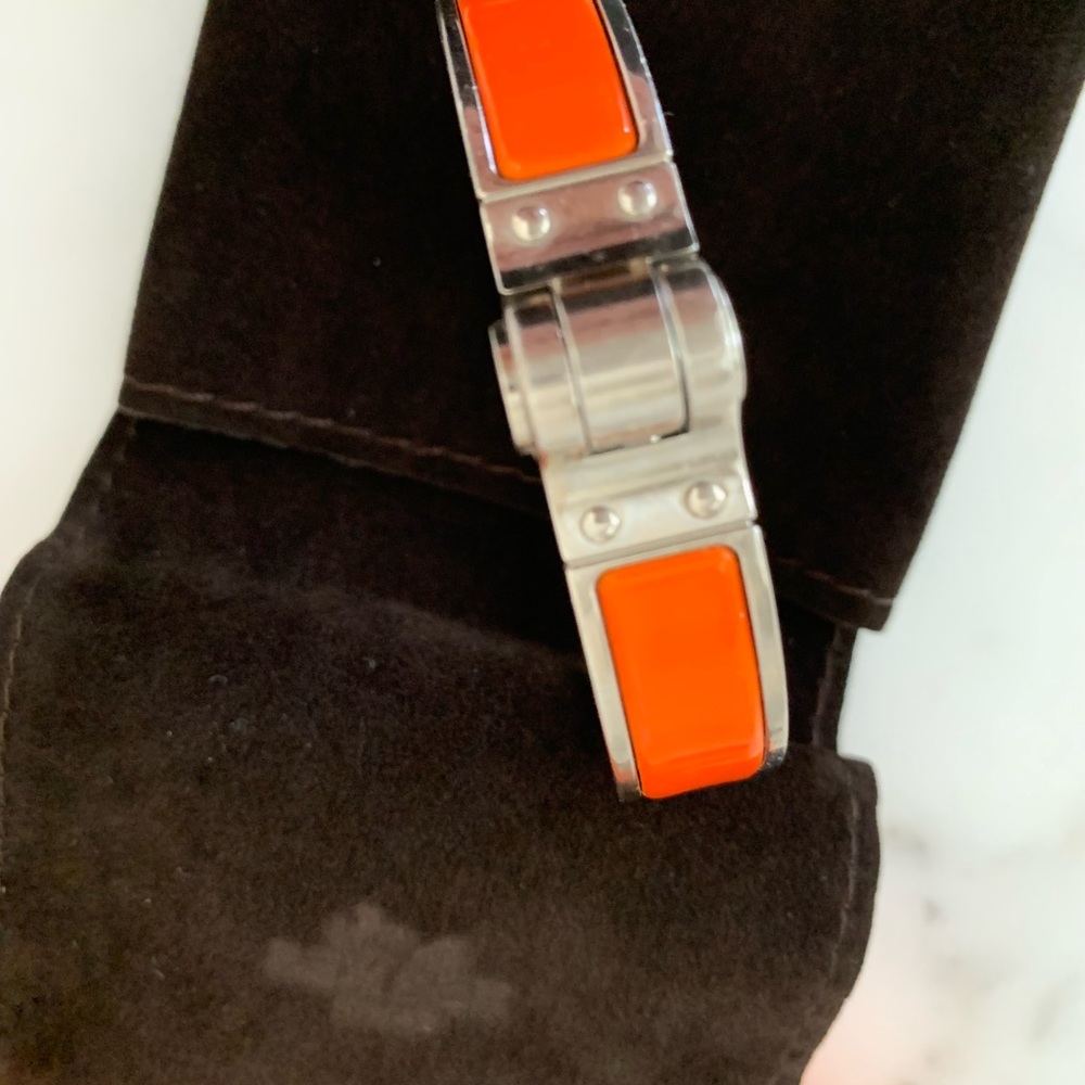 Hermes orange hinged bracelet / smaller size